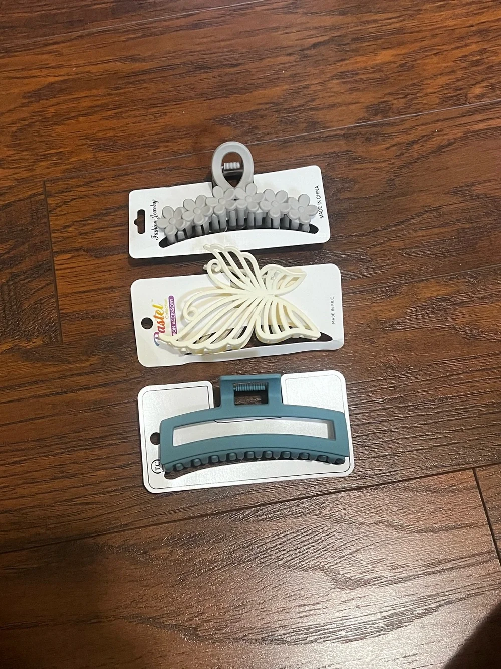 Hair Claw Clip Set - Cream, Teal and Grey